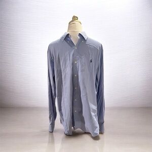 Ralph Lauren Nylon Long Sleeve Blue Button Up Shirt Size Large Performance